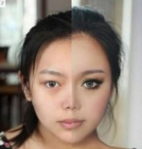 Take a look at these faces - the shots show half a bare and half a made-up <b>...</b> - ugl2