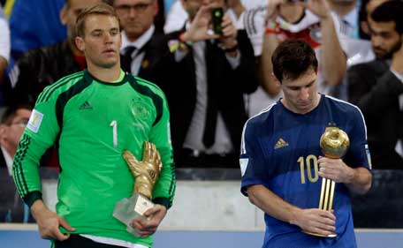 golden player fifa worst messi cup glove ball shocker win did goalkeeper winner award manuel lionel argentina neuer stands germany