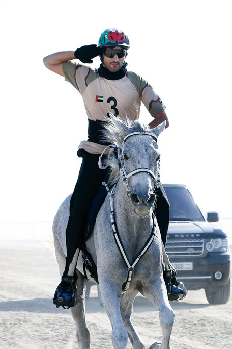 Crown Prince of Dubai Sheikh Hamdan bin Mohammed bin Rashid Al Maktoum was crowned as the winner of the World Military Endurance Championship which was held in the International Endurance Village in Bahrain. (WAM)