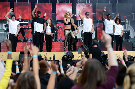 Singer Rita Ora performs on stage at the "Chime For Change: The Sound Of Change Live" Concert at Twickenham Stadium on June 1, 2013 in London, England. Chime For Change is a global campaign for girls' and women's empowerment founded by Gucci with a founding committee comprised of Gucci Creative Director Frida Giannini, Salma Hayek Pinault and Beyonce Knowles-Carter. (Getty images)